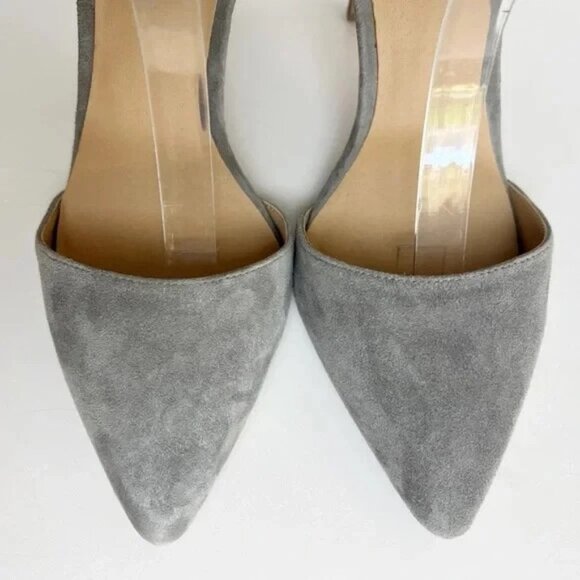 JOE'S JEANS Gray Suede Leather Pointed Toe D’Orsay Stiletto Heel - Picture 5 of 7